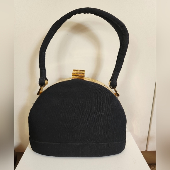 Vintage Mint 1950s Ingber Black Silk "Box" Frame Evening Handbag Made In USA - Picture 1 of 13